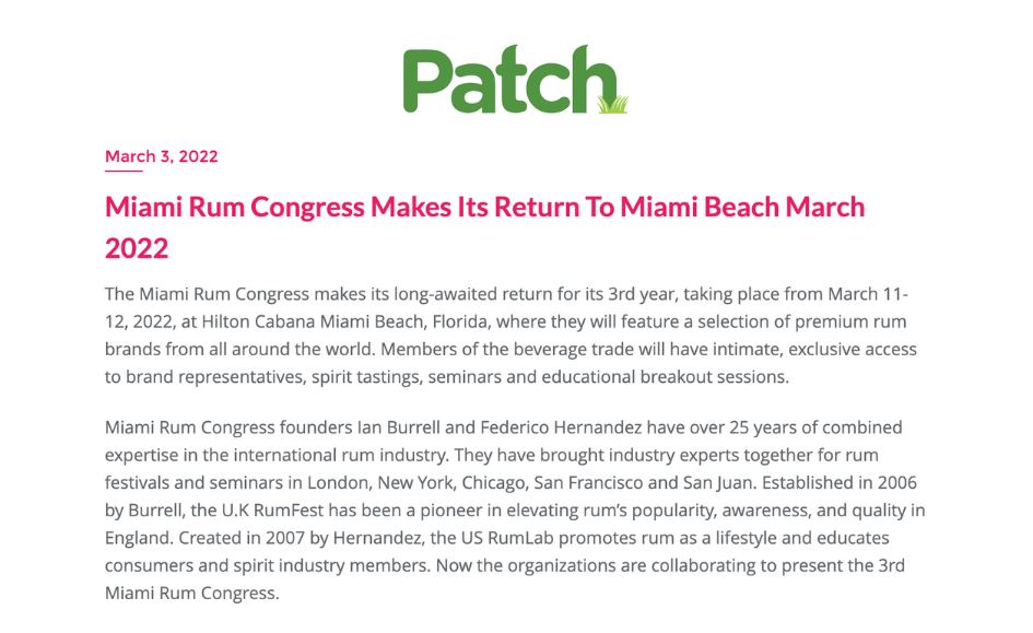 Miami Rum Congress Makes Its Return To Miami Beach March 2022